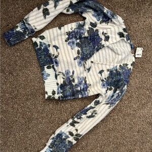 Free People Foral Knit Sweater